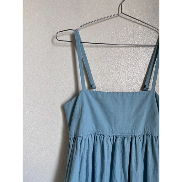 Uniqlo Linen Blend Gathered Camisole Dress in Light Blue Size SMALL - Picture 2 of 7